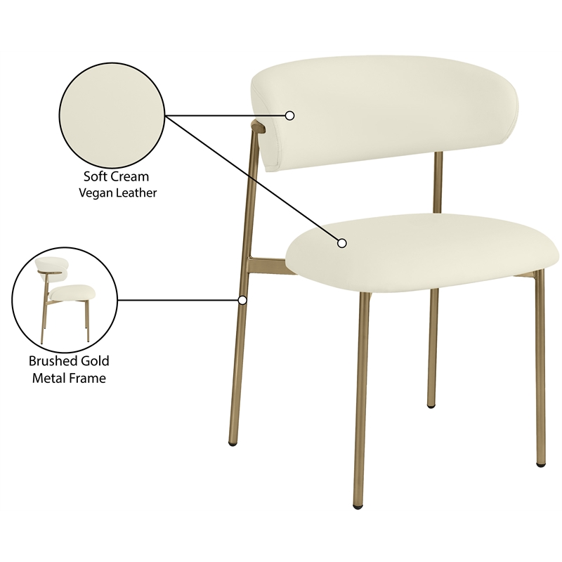 Pemberly Row Contemporary Soft Cream Vegan Leather Dining Chairs (Set of 2)