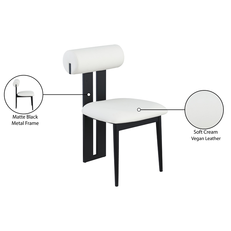 Pemberly Row Contemporary Soft Cream Vegan Leather Dining Chairs (Set of 2)