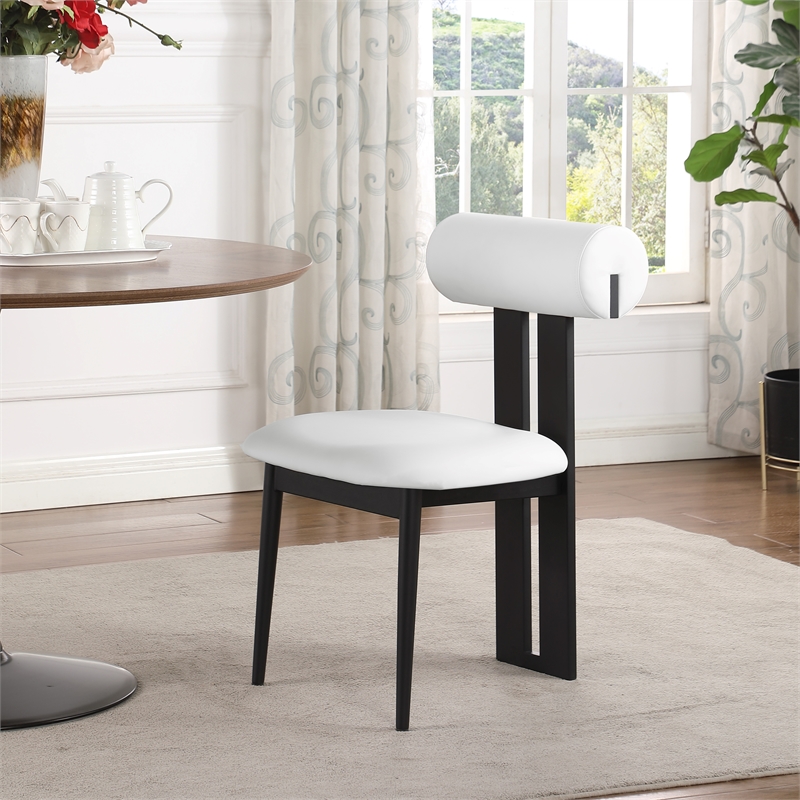Pemberly Row Contemporary Soft Cream Vegan Leather Dining Chairs (Set of 2)