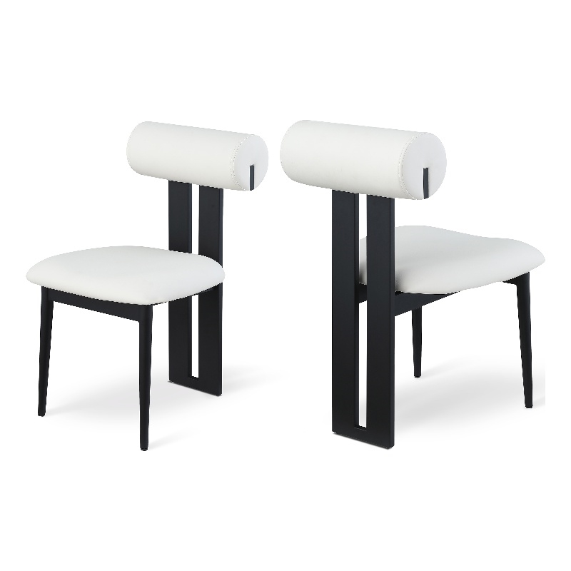 Pemberly Row Contemporary Soft Cream Vegan Leather Dining Chairs (Set of 2)