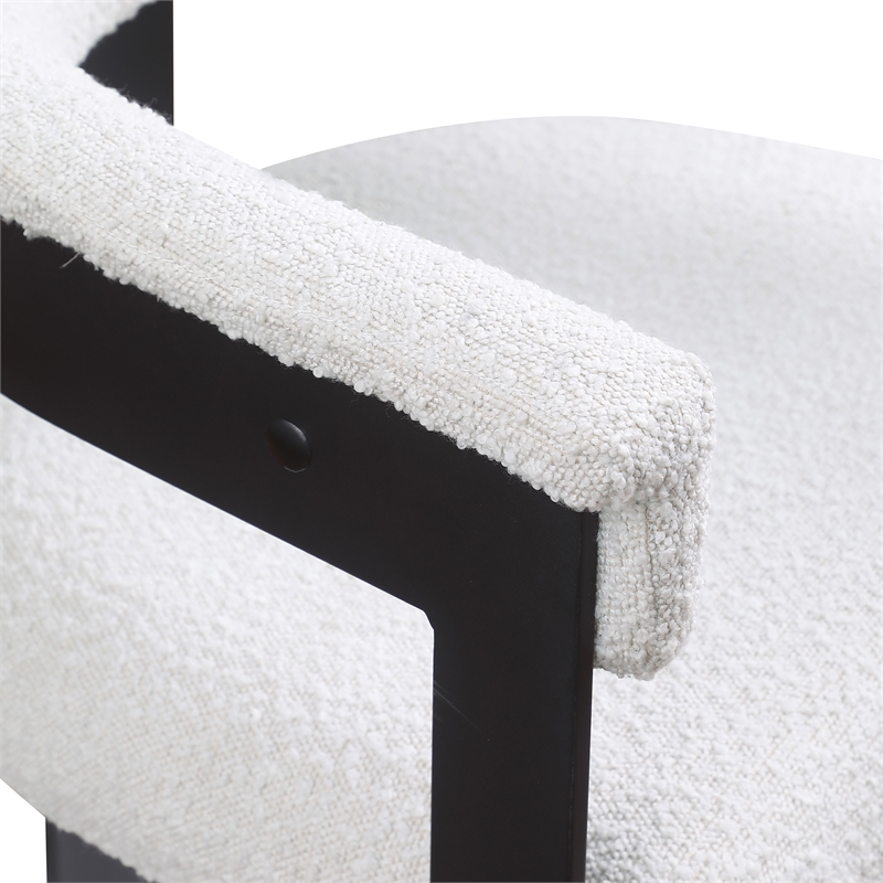 Pemberly Row Contemporary Rich Cream Boucle Fabric Dining Chairs (Set of 2)
