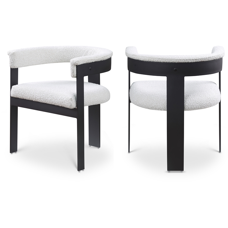 Pemberly Row Contemporary Rich Cream Boucle Fabric Dining Chairs (Set of 2)