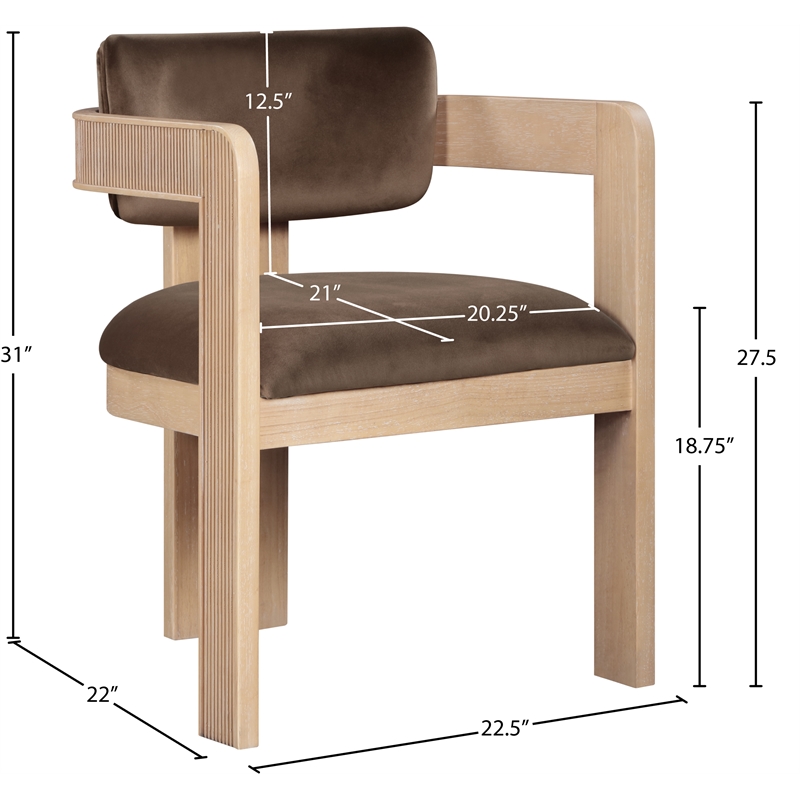 Pemberly Row Contemporary Brown Velvet Dining Chairs (Set of 2)