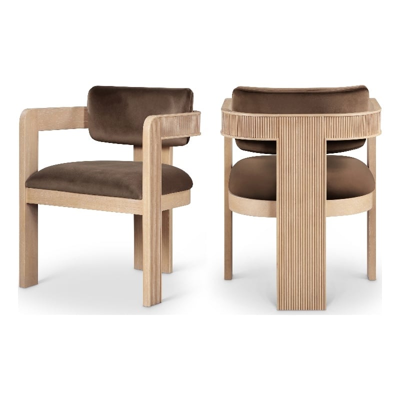 Pemberly Row Contemporary Brown Velvet Dining Chairs (Set of 2)