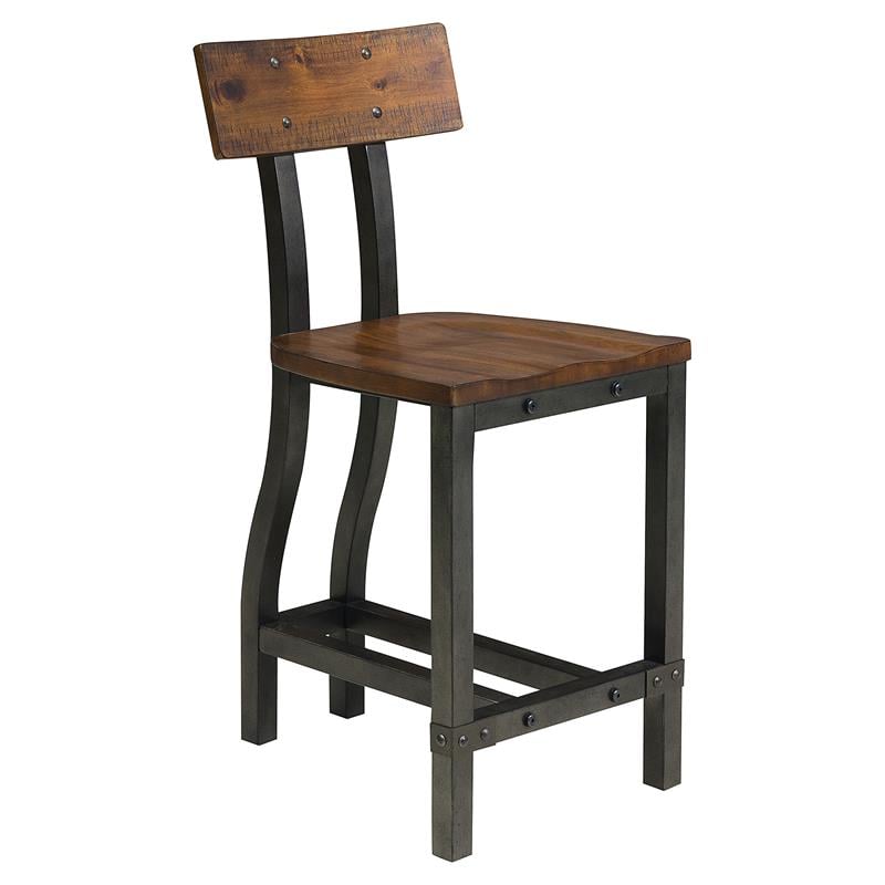 Pemberly Row Wood Counter Height Dining Chairs in Rustic Brown (Set of 6)