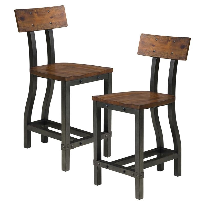Pemberly Row Wood Counter Height Dining Chairs in Rustic Brown (Set of 6)