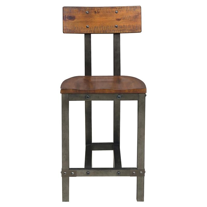 Pemberly Row Wood Counter Height Dining Chairs in Rustic Brown (Set of 6)