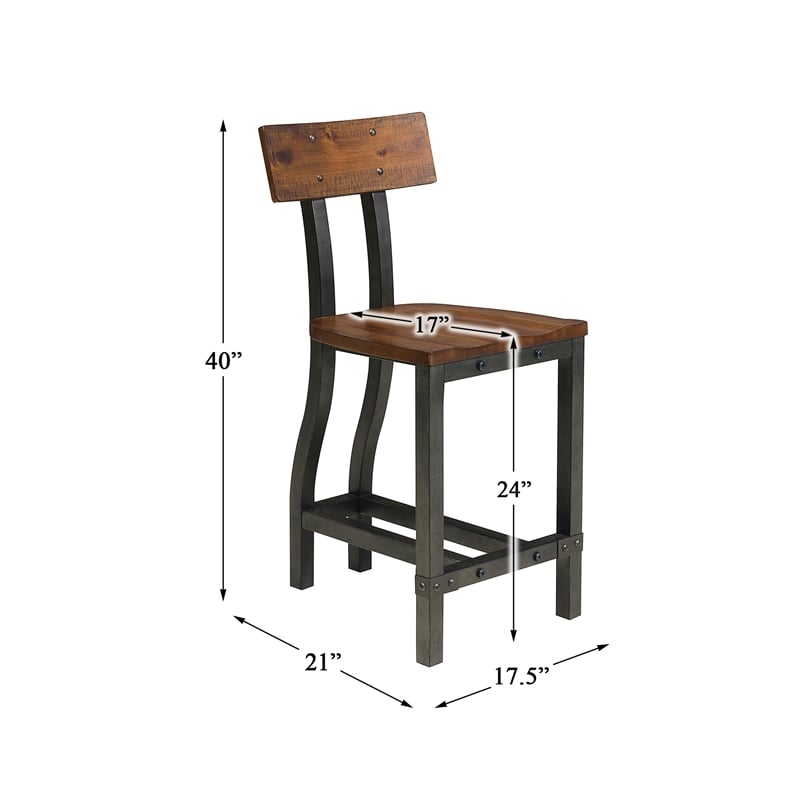 Pemberly Row Wood Counter Height Dining Chairs in Rustic Brown (Set of 6)