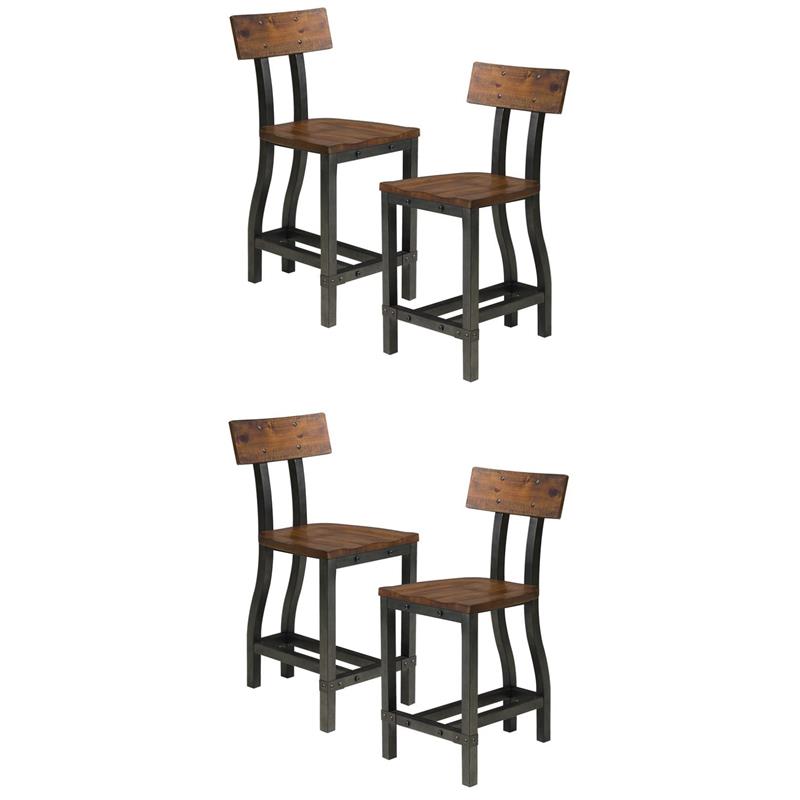 Pemberly Row Wood Counter Height Dining Chairs in Rustic Brown (Set of 4)