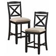 Pemberly Row Wood Counter Height Dining Chairs in Black and Beige (Set of 4)