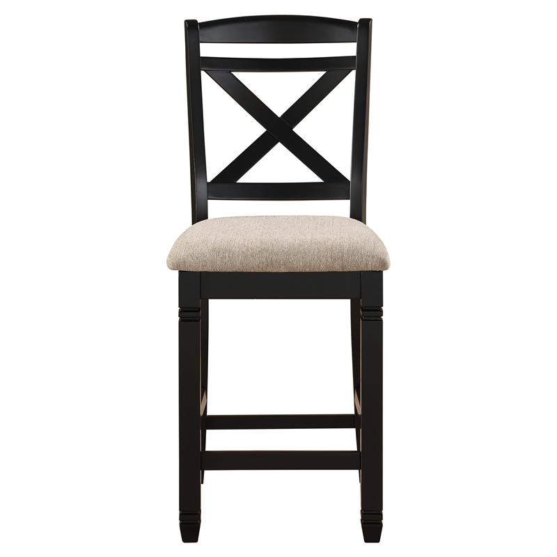 Pemberly Row Wood Counter Height Dining Chairs in Black and Beige (Set of 4)