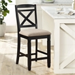 Pemberly Row Wood Counter Height Dining Chairs in Black and Beige (Set of 4)