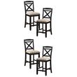 Pemberly Row Wood Counter Height Dining Chairs in Black and Beige (Set of 4)