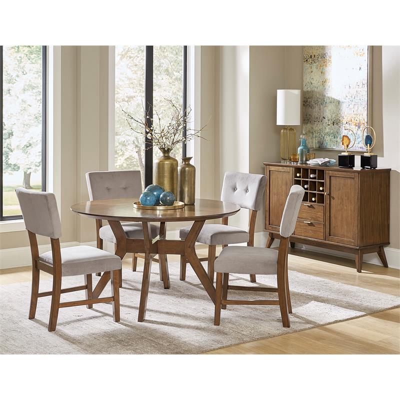 Pemberly Row Wood Dining Room Side Chairs in Light Oak and Gray (Set of 6)