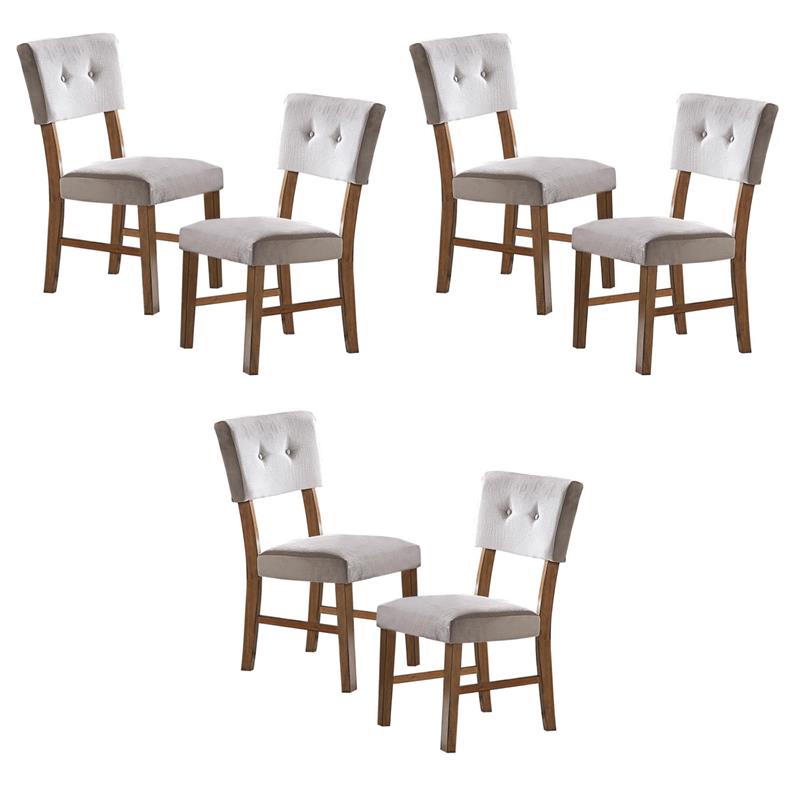 Pemberly Row Wood Dining Room Side Chairs in Light Oak and Gray (Set of 6)