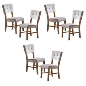 Pemberly Row Wood Dining Room Side Chairs in Light Oak and Gray (Set of 6)
