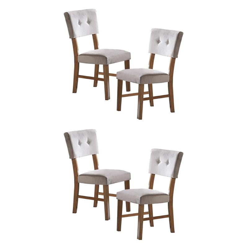 Pemberly Row Wood Dining Room Side Chairs in Light Oak and Gray (Set of 4)
