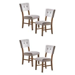 Pemberly Row Wood Dining Room Side Chairs in Light Oak and Gray (Set of 4)