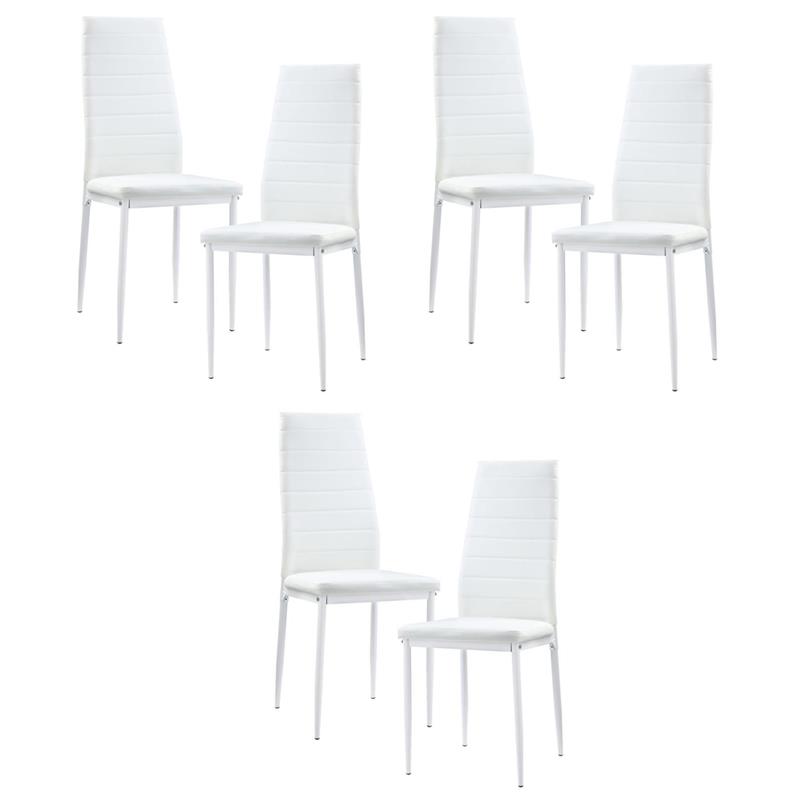 Pemberly Row Modern Metal Dining Room Chairs in White (Set of 6)