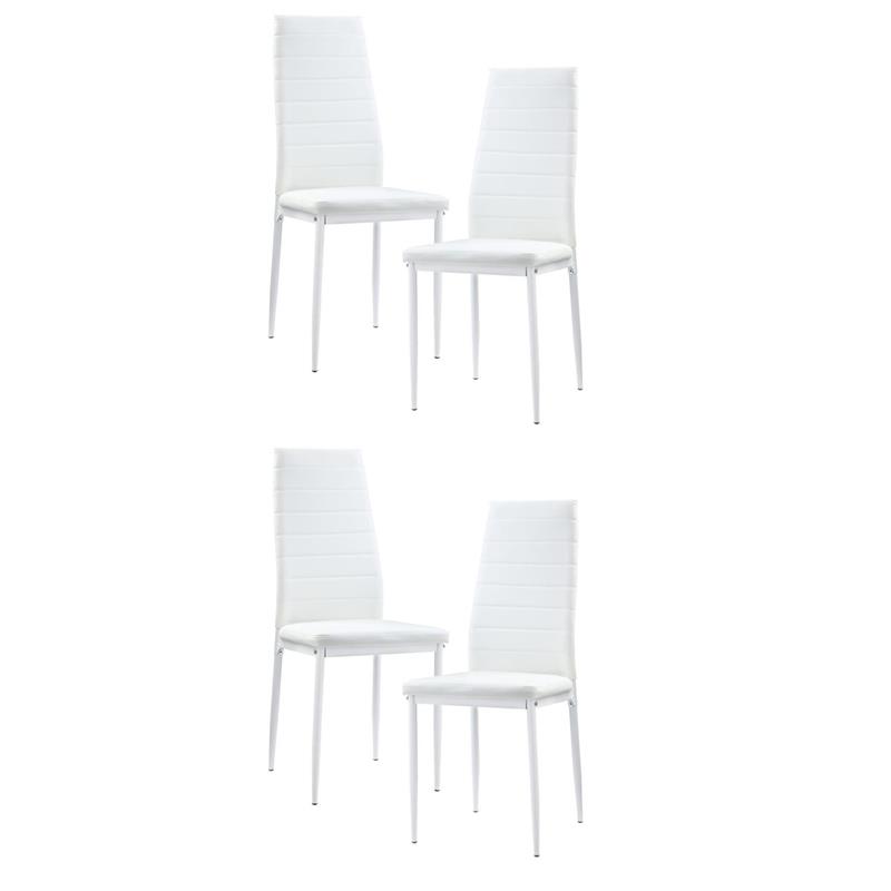 Pemberly Row Modern Metal Dining Room Chairs in White (Set of 4)