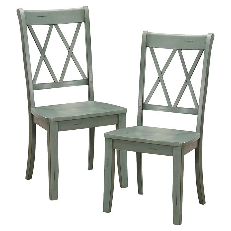 Pemberly Row Contemporary Wood Dining Room Side Chair in Teal (Set of 6)