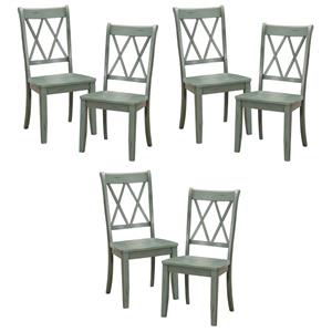 Pemberly Row Contemporary Wood Dining Room Side Chair in Teal (Set of 6)
