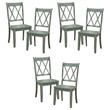 Pemberly Row Contemporary Wood Dining Room Side Chair in Teal (Set of 6)