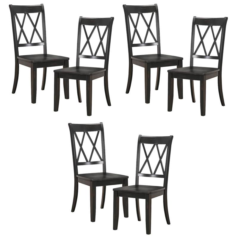 Pemberly Row Contemporary Wood Dining Room Side Chair in Brown (Set of 6)