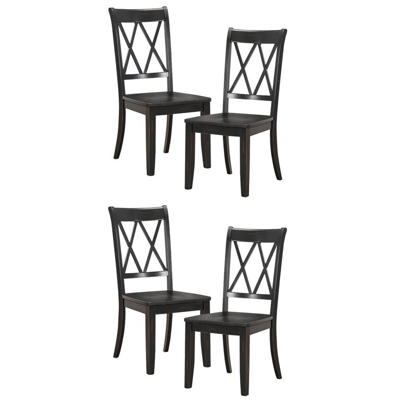 Pemberly Row Contemporary Wood Dining Room Side Chair in Brown (Set of 4)