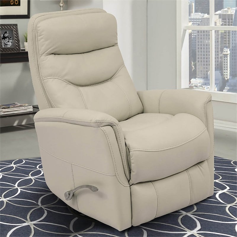 Pemberly Row Set of 2 Leather Manual Swivel Glider Recliners in Ivory