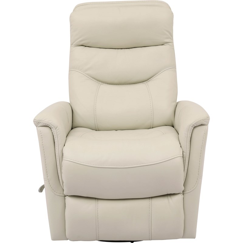 Pemberly Row Set of 2 Leather Manual Swivel Glider Recliners in Ivory