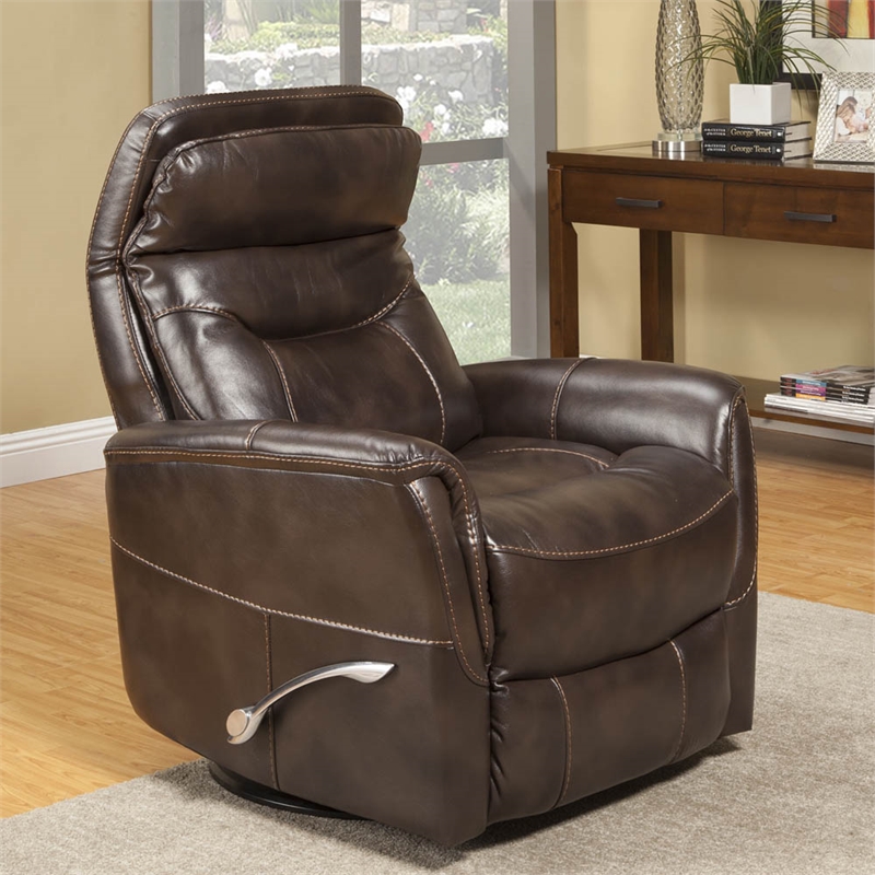 Pemberly Row Set of 2 Polyester Manual Swivel Glider Recliners in Truffle Brown