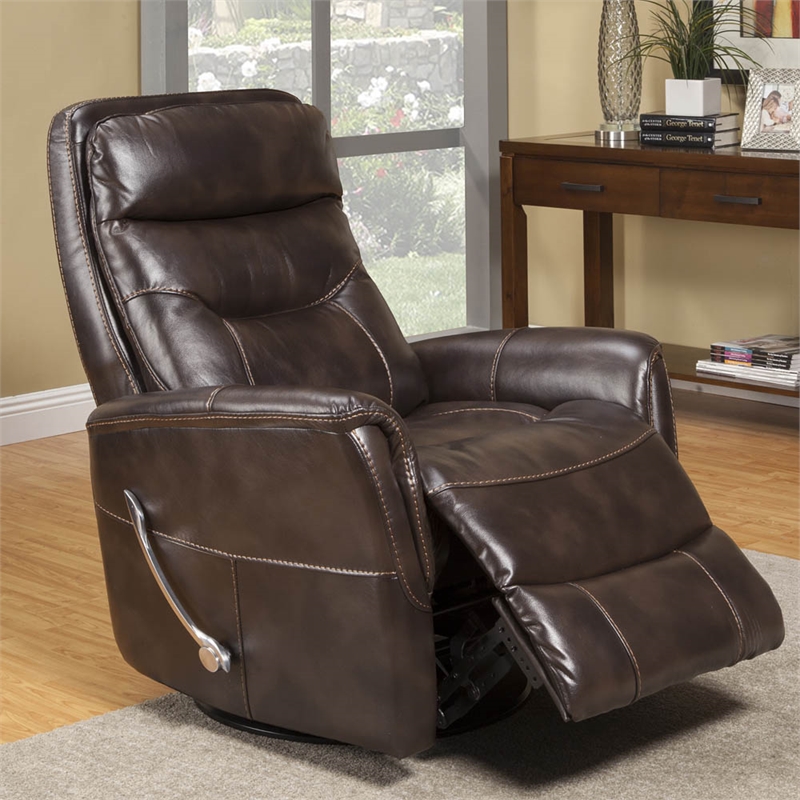 Pemberly Row Set of 2 Polyester Manual Swivel Glider Recliners in Truffle Brown