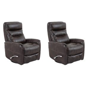 Pemberly Row Set of 2 Polyester Manual Swivel Glider Recliners in Truffle Brown