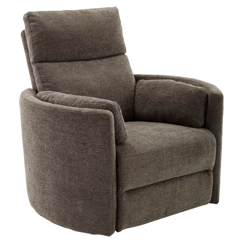 Pemberly Row Set of 2 Polyester Power Swivel Glider Recliners in Brown