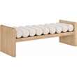 Pemberly Row Set of 2 Contemporary Wood Natural Benches with Cream Cushions