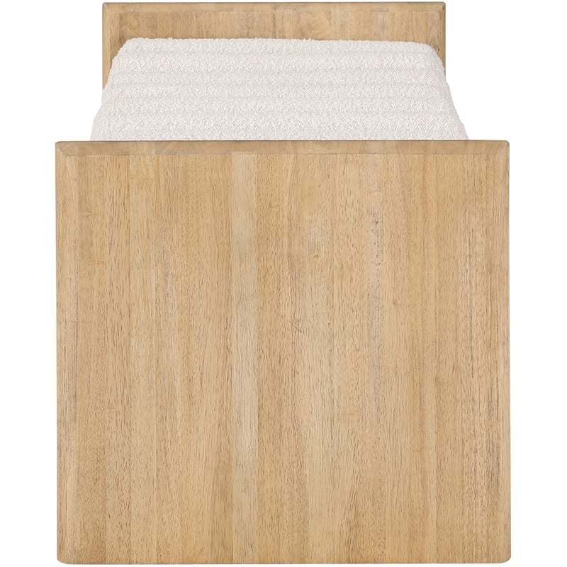 Pemberly Row Set of 2 Contemporary Wood Natural Benches with Cream Cushions