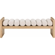 Pemberly Row Set of 2 Contemporary Wood Natural Benches with Cream Cushions