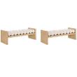 Pemberly Row Set of 2 Contemporary Wood Natural Benches with Cream Cushions
