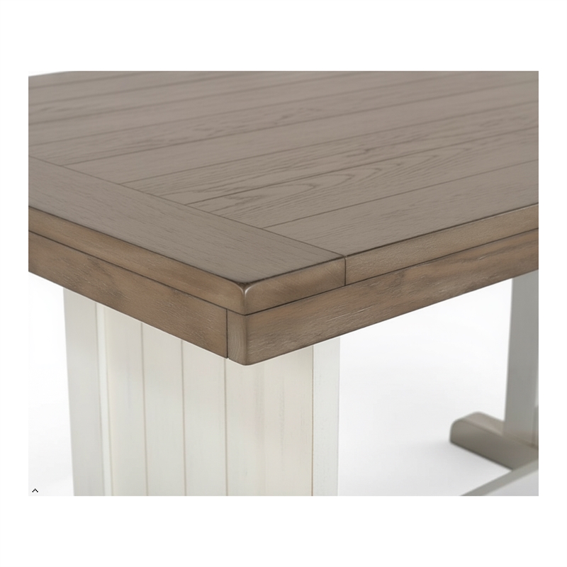 Pemberly Row Rectangular Wood Dining Table in White and Brown