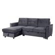 Pemberly Row Gray Velvet Reversible Sleeper Sectional Sofa with Storage Chaise