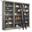 Pemberly Row 5-Adjustable Shelf 3 PC Tall Wood Bookcase - Wall Gray