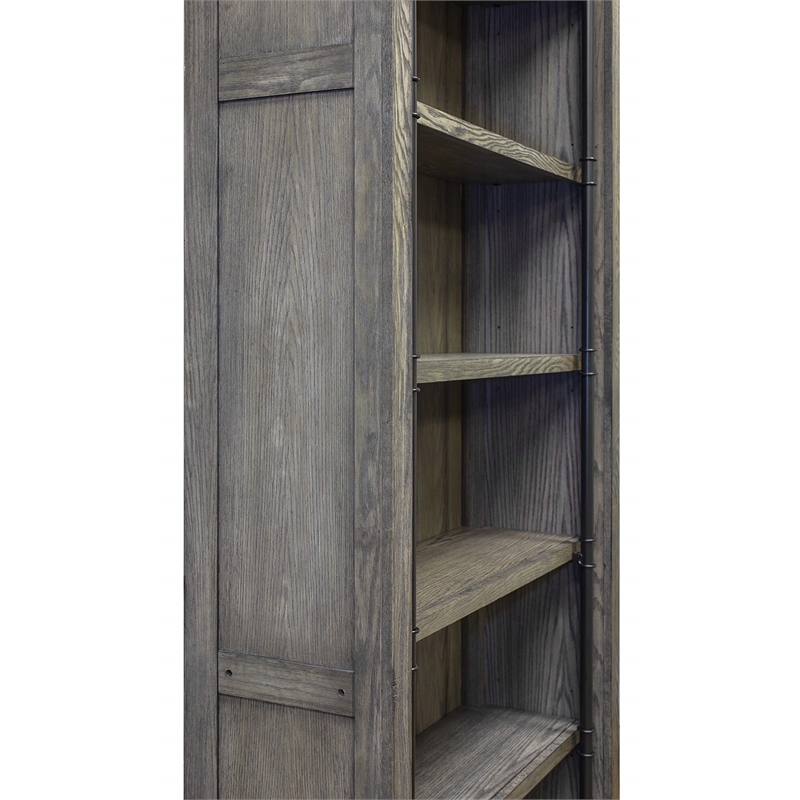 Pemberly Row 5-Adjustable Shelf 3 PC Tall Wood Bookcase - Wall Gray