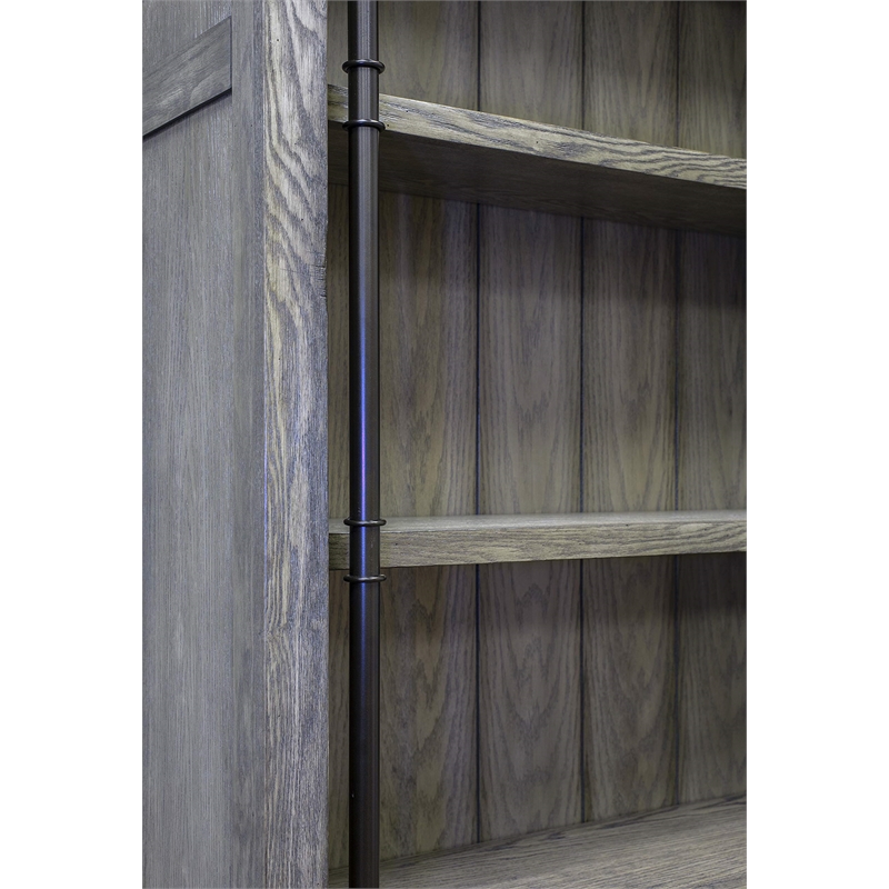 Pemberly Row 5-Adjustable Shelf 3 PC Tall Wood Bookcase - Wall Gray