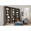Pemberly Row 5-Adjustable Shelf 3 PC Tall Wood Bookcase - Wall Gray