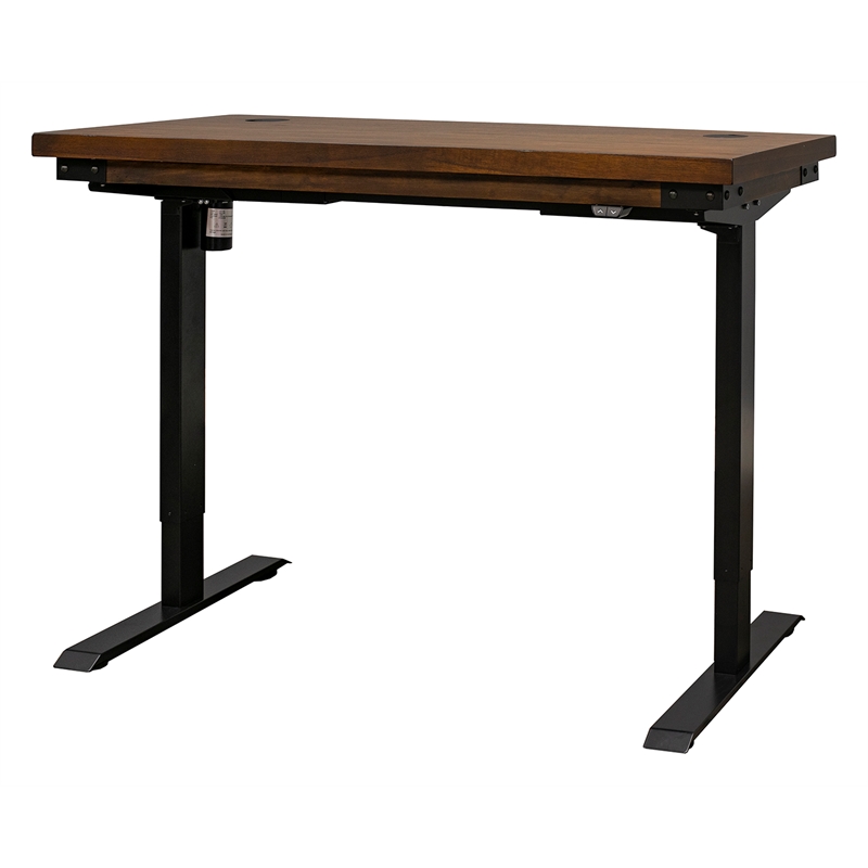 Pemberly Row Rustic Brown Electric Sit/Stand Desk Height Adjustable Wood Table