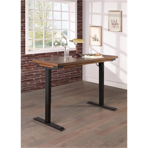 Pemberly Row Rustic Brown Electric Sit/Stand Desk Height Adjustable Wood Table