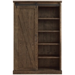 Pemberly Row 8-Shelf Wood Bookcase with Sliding Door in Brown