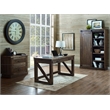 Pemberly Row 8-Shelf Wood Bookcase with Sliding Door in Brown