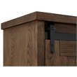Pemberly Row 8-Shelf Wood Bookcase with Sliding Door in Brown